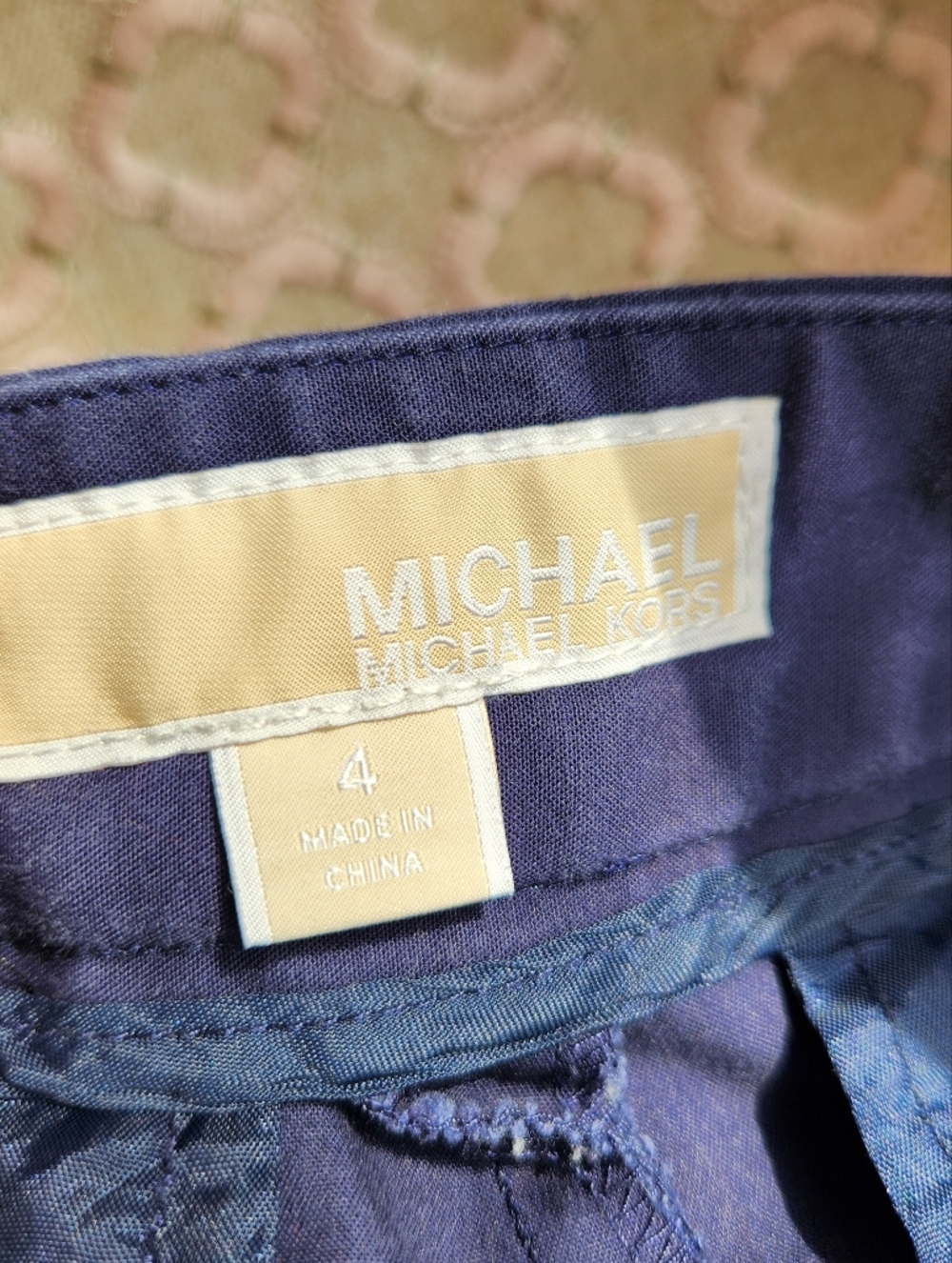 Michael Kors Women's Navy Blue Cotton Pants with White Stripe, Size 4, $120 - Picture 3 of 9